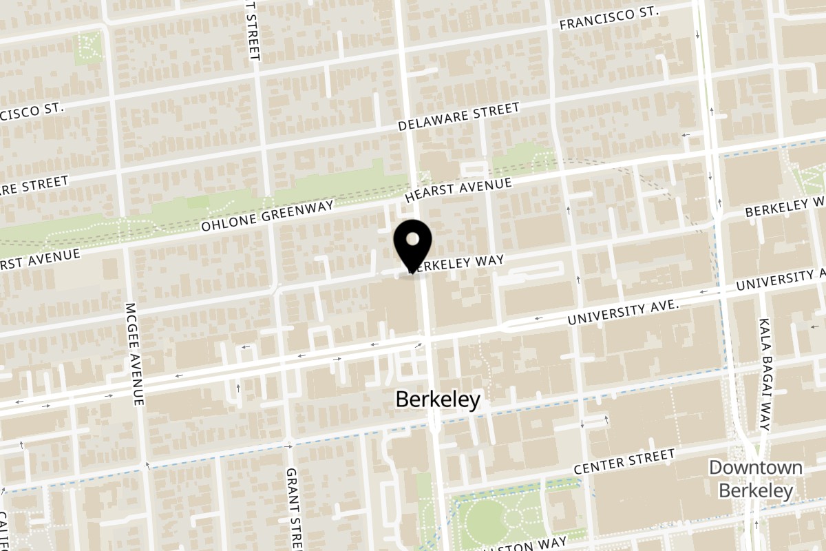 Map showing the location of Café Etoile on 1930 Martin Luther King Jr Way in Berkeley